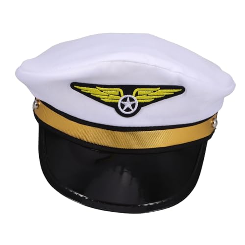 MOBUTOFU Halloween Airline Cap Kapitänsmütze Für Cosplay Herrenmütze Matrosenmütze Zubehör Weiß 1 Stück MOBUTOFU Halloween Airline Cap Kapitänsmütze Für Cosplay Herrenmütze Matrosenmütze Zubehör Weiß 1 Stück von MOBUTOFU