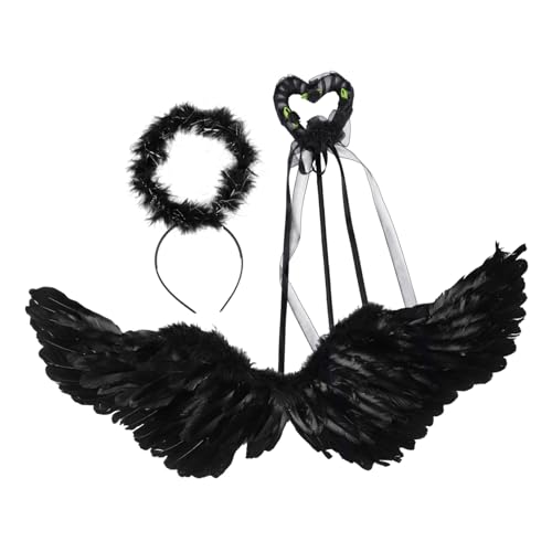 MOBUTOFU Devil Wing Kostüm für Schwarzen Robusten Flügeln aus Naturmaterial Faltbar Atmungsaktiv für Halloween Kostüm und Rollenspiele Niedliches Festival Teufelsoutfit von MOBUTOFU