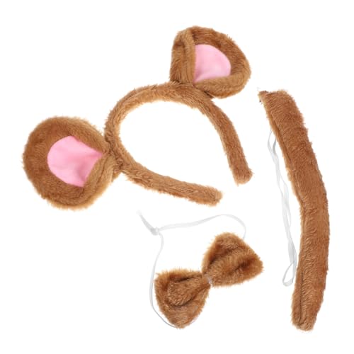 MOBUTOFU Dreiteiliges Kostüm Set Damen Tierohren Haarreif mit und Fliege für Halloween Fasching Cosplay Party Zubehör von MOBUTOFU