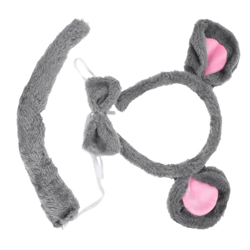 MOBUTOFU Flauschiges Mäuse Ohren Set mit Haarreif und Schleife Kuscheliges Cosplay Stirnband für Frauen Accessoire für Halloween und Kostümpartys Foto Requisiten und Mottopartys von MOBUTOFU