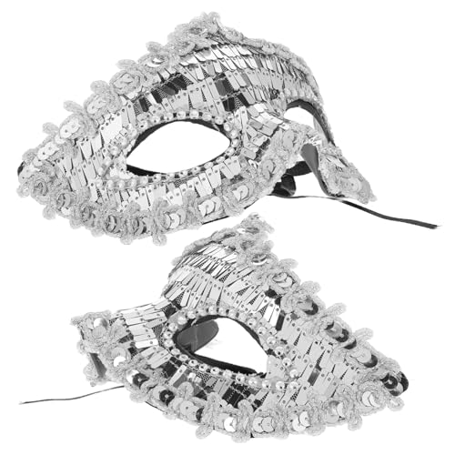 MOBUTOFU Funkelnde Silberne Venezianische Maske Für Paare Glitzernde Maskenballmaske Halbgesichtskostüme Für Frauen Männer MOBUTOFU Funkelnde Silberne Venezianische Maske Für Paare Glitzernde Maskenballmaske Halbgesichtskostüme Für Frauen Männer von MOBUTOFU