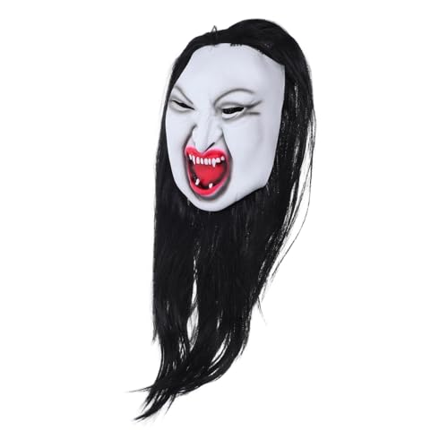 MOBUTOFU Scary Female Mask mit Realistischem Kunsthaar Verstellbare Gruseliges Halloween Cosplay Kostüm für Damen für Maskerade Bühnenauftritte Horror Partys von MOBUTOFU
