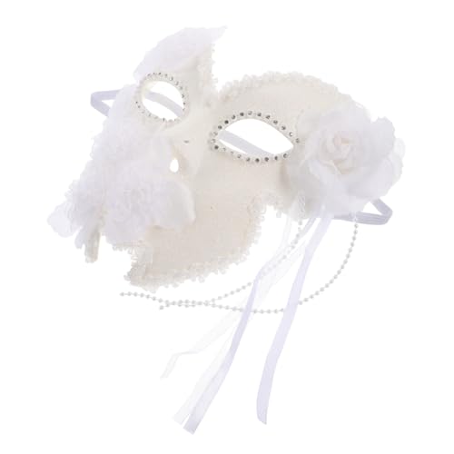 MOBUTOFU Venezianische Vollgesichts spitzenmaske mit Blumenmuster Weiße Masquerade Maske für Mardi Gras Karneval Weihnachtsfeier Komfortabel Kunstvoll Verarbeitet von MOBUTOFU