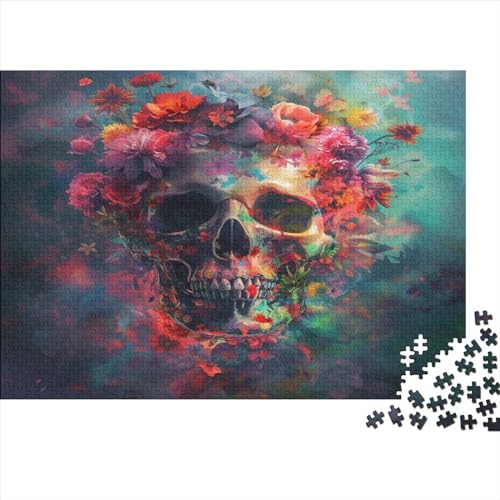 1000 Stück Puzzles Für Erwachsene Teenager Colourful Human Scull, Blumes Stress Abbauen Familien-Puzzlespiel Mit Poster in Voller Größe 1000-teiliges Puzzle Lernspiel Geschenk 1000pcs (75x50cm) von MOBYAT