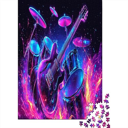 1000 Stück Puzzles Für Erwachsene Teenager Gitarre Stress Abbauen Familien-Puzzlespiel Mit Poster in Voller Größe 1000-teiliges Puzzle Lernspiel Geschenk 1000pcs (75x50cm) von MOBYAT