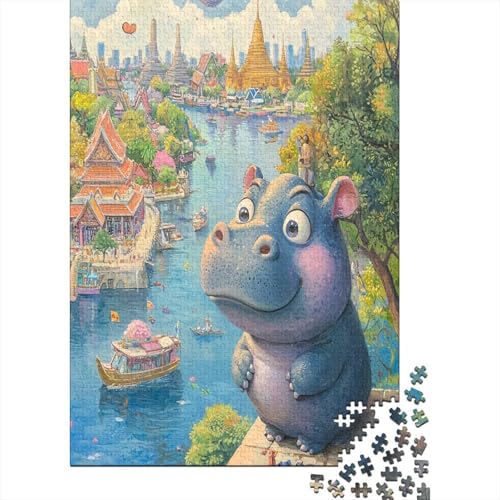 1000 Stück Puzzles Für Erwachsene Teenager Hippo Stress Abbauen Familien-Puzzlespiel Mit Poster in Voller Größe 1000-teiliges Puzzle Lernspiel Geschenk 1000pcs (75x50cm) von MOBYAT