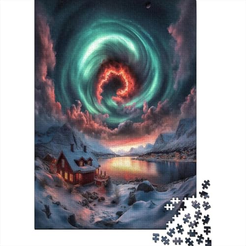 1000 Stück Puzzles Für Erwachsene Teenager Nordlichter Stress Abbauen Familien-Puzzlespiel Mit Poster in Voller Größe 1000-teiliges Puzzle Lernspiel Geschenk 1000pcs (75x50cm) von MOBYAT