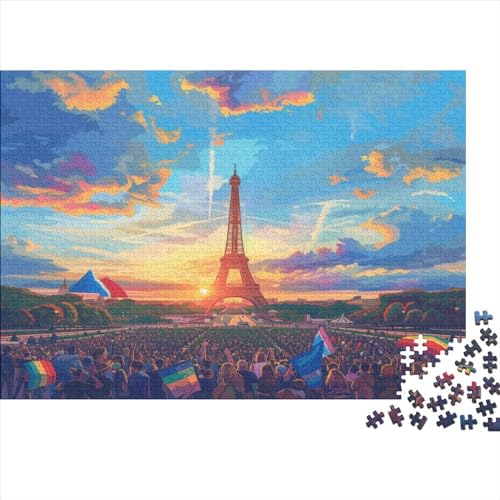 1000 Stück Puzzles Für Erwachsene Teenager Paris in der Malerei Stress Abbauen Familien-Puzzlespiel Mit Poster in Voller Größe 1000-teiliges Puzzle Lernspiel Geschenk 1000pcs (75x50cm) von MOBYAT