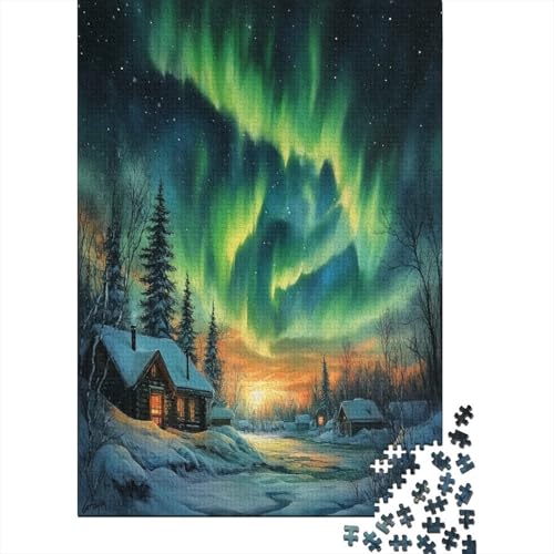 1000 Teile Hölzern Puzzle - Nordlichter - 1000 Teile Puzzle Für Erwachsene Ab 14 Jahren 1000pcs (75x50cm) von MOBYAT