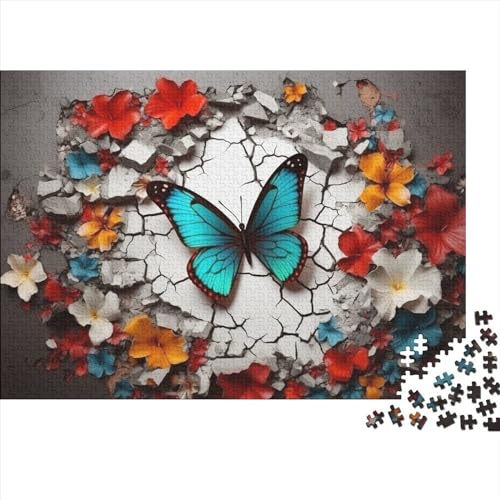 2023 Hölzern Puzzle 3D Effekt Schmetterling, Familienurlaub-Puzzle 1000 Teile Puzzles, Animal Puzzles,Hausdekoration, Erwachsene von MOBYAT