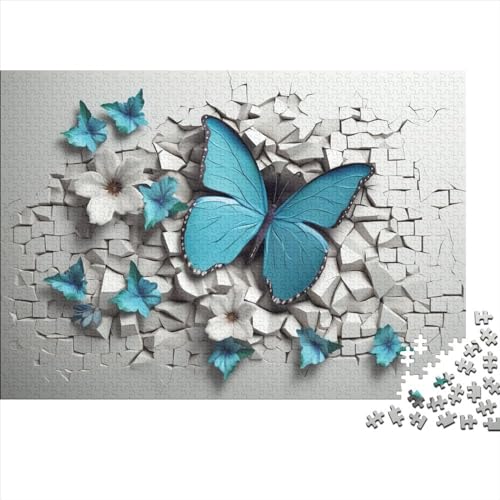 2023 Hölzern Puzzle 3D Effekt Schmetterling, Familienurlaub-Puzzle 500 Teile Puzzles, Animal Puzzles,Hausdekoration, Erwachsene von MOBYAT