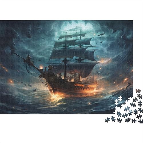 2023 Hölzern Puzzle Piratenschiff (2), Familienurlaub-Puzzle 300 Teile Puzzles, Puzzles,Hausdekoration, Erwachsene von MOBYAT