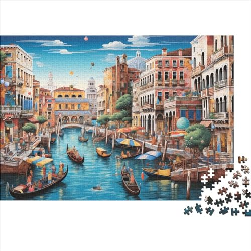 2023 Hölzern Puzzle Venedig, Familienurlaub-Puzzle 1000 Teile Puzzles, Bunte Bilder Puzzles,Hausdekoration, Erwachsene von MOBYAT