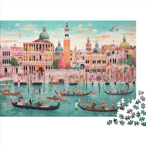2023 Hölzern Puzzle Venedig, Familienurlaub-Puzzle 300 Teile Puzzles, Bunte Bilder Puzzles,Hausdekoration, Erwachsene von MOBYAT