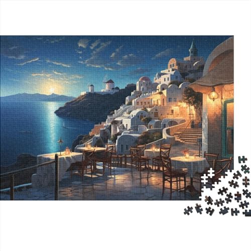 300 Stück Puzzles Für Erwachsene Teenager Abend auf Santorini Stress Abbauen Familien-Puzzlespiel Mit Poster in Voller Größe 300-teiliges Puzzle Lernspiel Geschenk 300pcs (40x28cm) von MOBYAT