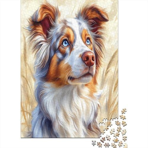Australischer Schäfer 1000 Stück Puzzles Für Erwachsene Teenager Stress Abbauen Familien-Puzzlespiel Mit Poster in 1000-teiliges Puzzle Lernspiel Spielzeug Geschenk Puzzel 1000pcs (75x50cm) von MOBYAT