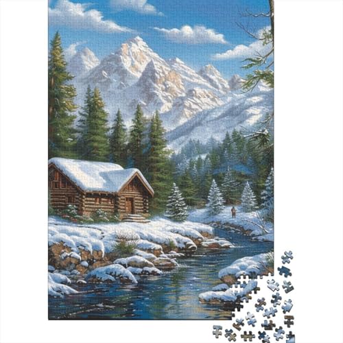 Berghütte 1000 Stück Puzzles Für Erwachsene Teenager Stress Abbauen Familien-Puzzlespiel Mit Poster in 1000-teiliges Puzzle Lernspiel Spielzeug Geschenk Puzzel 1000pcs (75x50cm) von MOBYAT