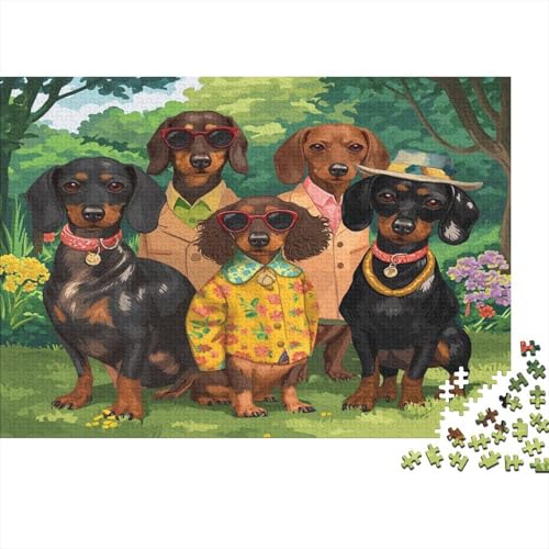 Dackel 1000 Stück Puzzles Für Erwachsene Teenager Stress Abbauen Familien-Puzzlespiel Mit Poster in 1000-teiliges Puzzle Lernspiel Spielzeug Geschenk Puzzel 1000pcs (75x50cm) von MOBYAT