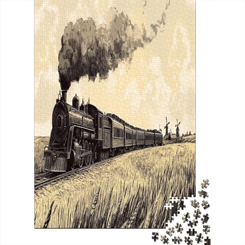 Dampfzug 1000 Stück Puzzles Für Erwachsene Teenager Stress Abbauen Familien-Puzzlespiel Mit Poster in 1000-teiliges Puzzle Lernspiel Spielzeug Geschenk Puzzel 1000pcs (75x50cm) von MOBYAT