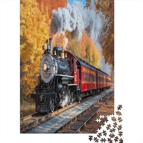 Dampfzug 1000 Teile, Impossible Woody Puzzle,Geschicklichkeitsspiel Für Die Ganze Familie, Erwachsenenpuzzle Ab 14 Jahren Puzzel 1000pcs (75x50cm) von MOBYAT