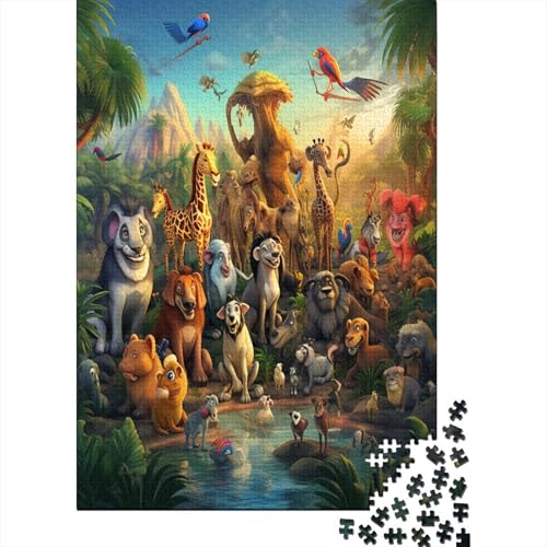 Dschungeltiere 1000 Teile, Impossible Woody Puzzle,Geschicklichkeitsspiel Für Die Ganze Familie, Erwachsenenpuzzle Ab 14 Jahren Puzzel 1000pcs (75x50cm) von MOBYAT