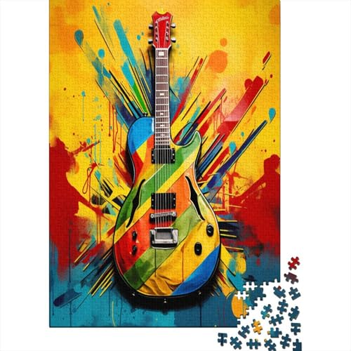 Gitarre 1000 Stück Puzzles Für Erwachsene Teenager Stress Abbauen Familien-Puzzlespiel Mit Poster in 1000-teiliges Puzzle Lernspiel Spielzeug Geschenk Puzzel 1000pcs (75x50cm) von MOBYAT