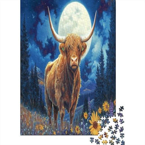 Highland Rinder 1000 Stück Puzzles Für Erwachsene Teenager Stress Abbauen Familien-Puzzlespiel Mit Poster in 1000-teiliges Puzzle Lernspiel Spielzeug Geschenk Puzzel 1000pcs (75x50cm) von MOBYAT