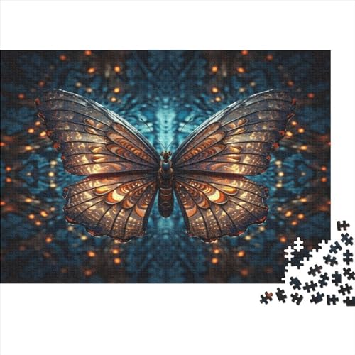 Hölzern 3D Effect Puzzle, 1000 Hölzern Puzzle Teile Im Adventskalender 2023, Geschenke Für Jungen, Mädchen, Familie Und Freunde Zu Weihnachten(Abstract Butterfly) von MOBYAT