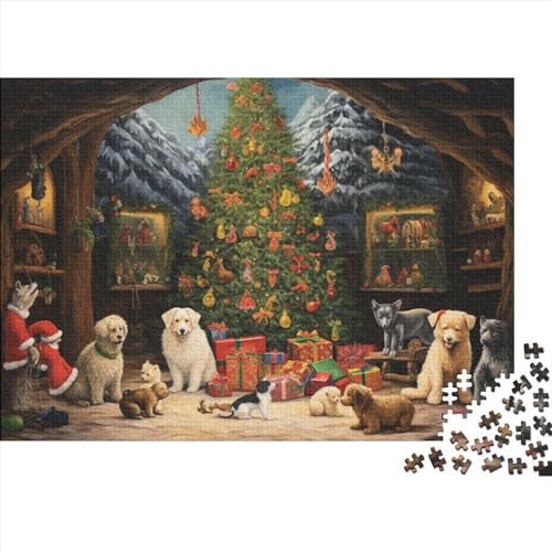 Hölzern Christmas Scene Puzzle, 1000 Hölzern Puzzle Teile Im Adventskalender 2023, Geschenke Für Jungen, Mädchen, Familie Und Freunde Zu Weihnachten von MOBYAT
