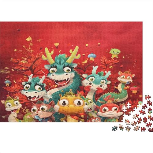 Hölzern Puzzle 1000 Teile Chinesische_Drachen - Farbenfrohes Puzzle Für Erwachsene in Bewährter Qualität () 1000pcs (75x50cm) von MOBYAT