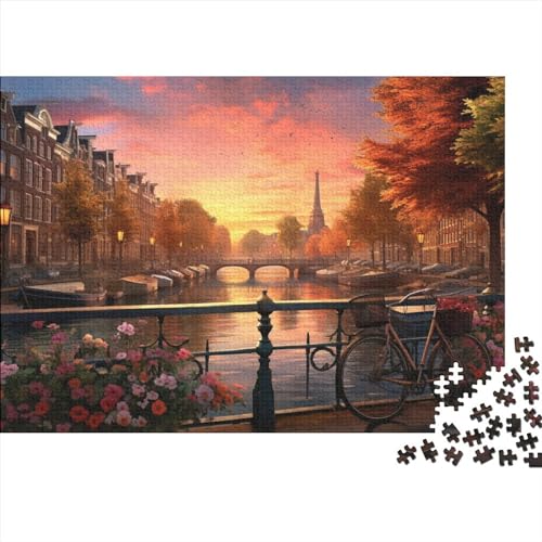 Hölzern Puzzle 1000 Teile Fahrräder in Amsterdam - Farbenfrohes Puzzle Für Erwachsene in Bewährter Qualität (Wunderschöne Kunst) 1000pcs (75x50cm) von MOBYAT