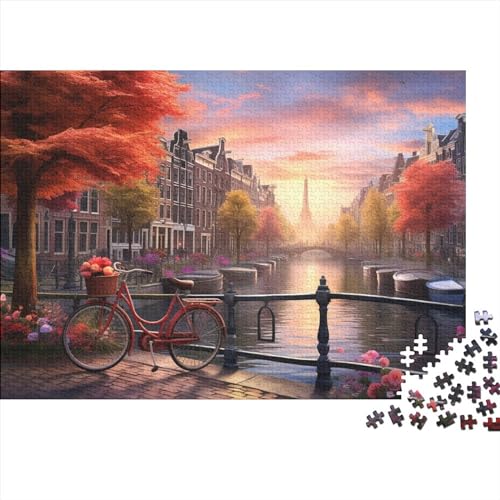 Hölzern Puzzle 1000 Teile Fahrräder in Amsterdam - Farbenfrohes Puzzle Für Erwachsene in Bewährter Qualität (Wunderschöne Kunst) 1000pcs (75x50cm) von MOBYAT