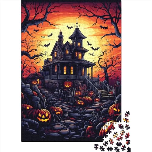 Hölzern Puzzle 1000 Teile Halloween Ancient Schloss - Farbenfrohes Puzzle Für Erwachsene in Bewährter Qualität () 1000pcs (75x50cm) von MOBYAT
