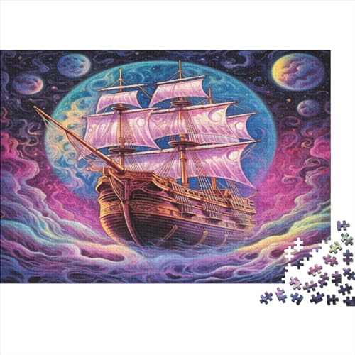 Hölzern Puzzle 1000 Teile psychedelische Landschaft - Farbenfrohes Puzzle Für Erwachsene in Bewährter Qualität (Pirate Ship) 1000pcs (75x50cm) von MOBYAT