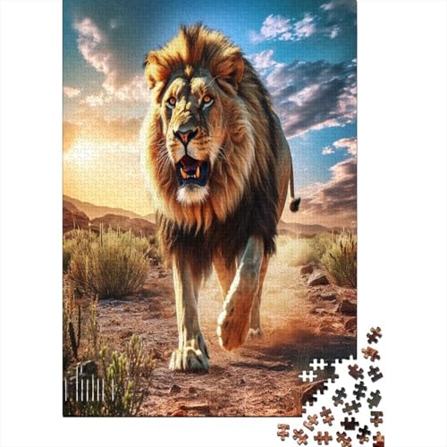 Hölzern Puzzle 2025, Adventskalender Puzzle 1000 Hölzern Teile Weihnachtskalender 2025 Männer Frauen Geschenke Jigsaw Puzzle Adventskalender Geschenke - Löwe von MOBYAT