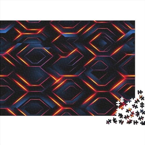 Hölzern Puzzle 300 Teile Black Red Neon - Farbenfrohes Puzzle Für Erwachsene in Bewährter Qualität () 300pcs (40x28cm) von MOBYAT