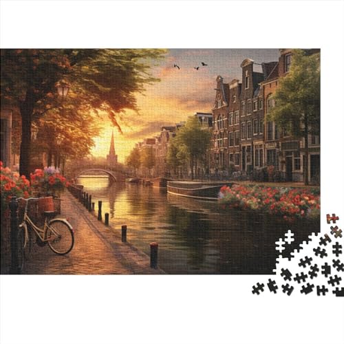 Hölzern Puzzle 300 Teile Fahrräder in Amsterdam - Farbenfrohes Puzzle Für Erwachsene in Bewährter Qualität (Wunderschöne Kunst) 300pcs (40x28cm) von MOBYAT