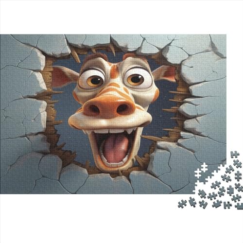 Hölzern Puzzle - 3D Effekt lustige Giraffe - 1000 Teile Puzzle Für Erwachsene, Holzpuzzle Mit Animal 1000pcs (75x50cm) von MOBYAT