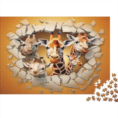 Hölzern Puzzle - 3D zerrissener Wandeffekt - 300 Teile Puzzle Für Erwachsene, Holzpuzzle Mit Giraffe 300pcs (40x28cm) von MOBYAT