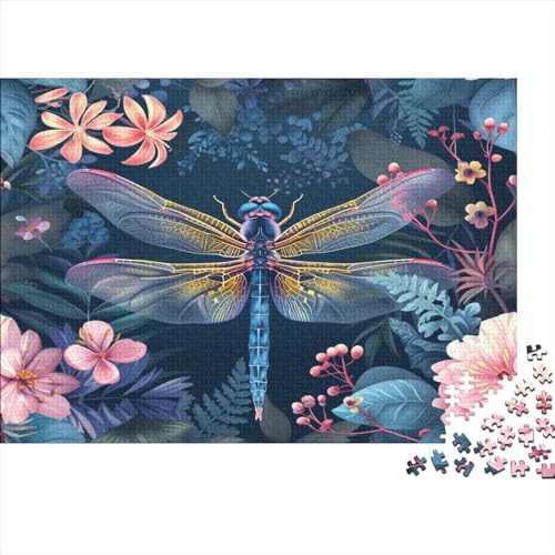 Hölzern Puzzle 500 Teile Beautiful Dragonfly Blumes - Farbenfrohes Puzzle Für Erwachsene in Bewährter Qualität () 500pcs (52x38cm) von MOBYAT