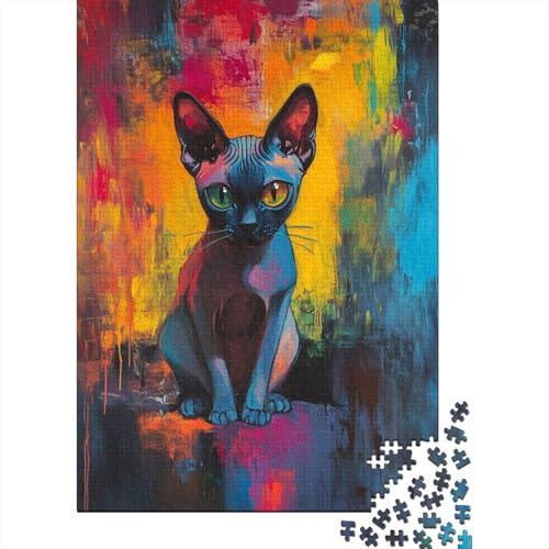 Hölzern Puzzle - Sphinx Katze - 1000 Teile Puzzle Für Erwachsene, Holzpuzzle Mit 1000pcs (75x50cm) von MOBYAT