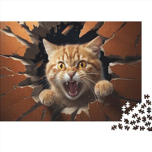 Hölzern Puzzle - dreidimensionale Effekte Katze - 300 Teile Puzzle Für Erwachsene, Holzpuzzle Mit 300pcs (40x28cm) von MOBYAT