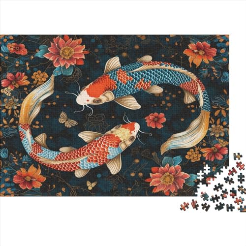 Koi-Karpfen 1000 Stück Puzzles Für Erwachsene Teenager Stress Abbauen Familien-Puzzlespiel Mit Poster in 1000-teiliges Puzzle Lernspiel Spielzeug Geschenk Puzzel 1000pcs (75x50cm) von MOBYAT
