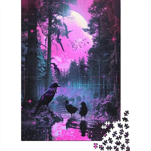 Krähe 1000 Stück Puzzles Für Erwachsene Teenager Stress Abbauen Familien-Puzzlespiel Mit Poster in 1000-teiliges Puzzle Lernspiel Spielzeug Geschenk Puzzel 1000pcs (75x50cm) von MOBYAT
