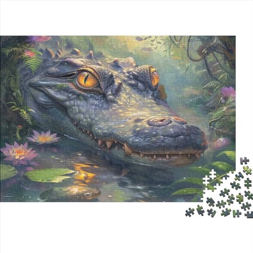 Krokodil 1000 Stück Puzzles Für Erwachsene Teenager Stress Abbauen Familien-Puzzlespiel Mit Poster in 1000-teiliges Puzzle Lernspiel Spielzeug Geschenk Puzzel 1000pcs (75x50cm) von MOBYAT