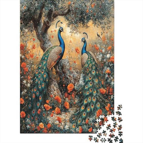 Pfauen 1000 Teile, Impossible Woody Puzzle,Geschicklichkeitsspiel Für Die Ganze Familie, Erwachsenenpuzzle Ab 14 Jahren Puzzel 1000pcs (75x50cm) von MOBYAT