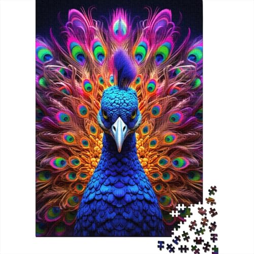 Pfauen Feathers 1000 Teile, Impossible Woody Puzzle,Geschicklichkeitsspiel Für Die Ganze Familie, Erwachsenenpuzzle Ab 14 Jahren Puzzel 1000pcs (75x50cm) von MOBYAT