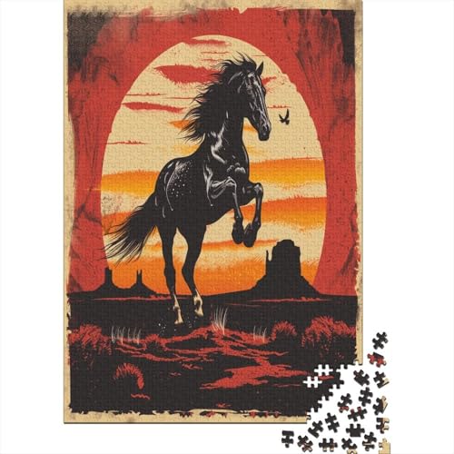 Pferd 1000 Stück Puzzles Für Erwachsene Teenager Stress Abbauen Familien-Puzzlespiel Mit Poster in 1000-teiliges Puzzle Lernspiel Spielzeug Geschenk Puzzel 1000pcs (75x50cm) von MOBYAT