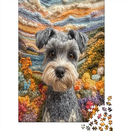 Schnauzer 1000 Stück Puzzles Für Erwachsene Teenager Stress Abbauen Familien-Puzzlespiel Mit Poster in 1000-teiliges Puzzle Lernspiel Spielzeug Geschenk Puzzel 1000pcs (75x50cm) von MOBYAT