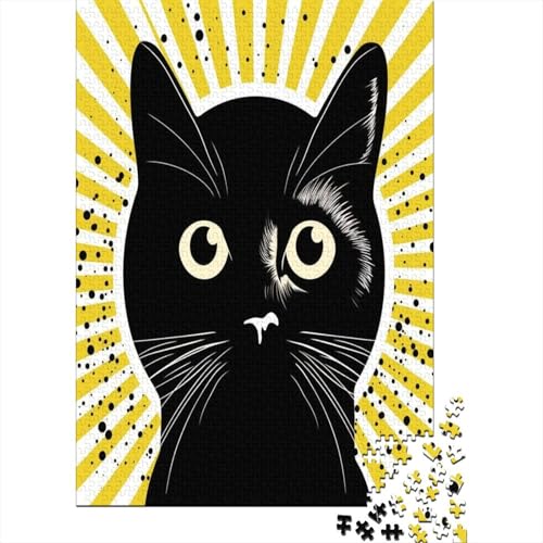 Schwarze Katze bunt 1000 Stück Puzzles Für Erwachsene Teenager Stress Abbauen Familien-Puzzlespiel Mit Poster in 1000-teiliges Puzzle Lernspiel Spielzeug Geschenk Puzzel 1000pcs (75x50cm) von MOBYAT